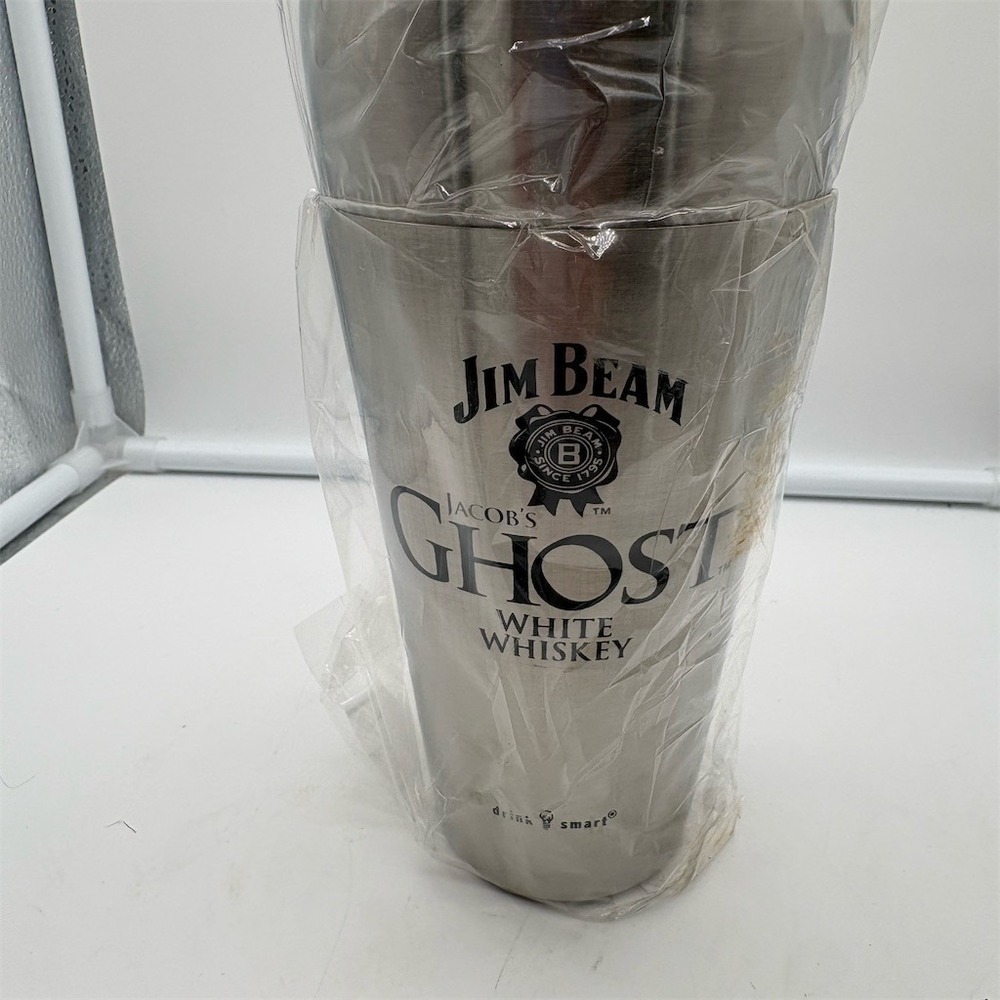 Jim Beam Jacob's Ghost White Whiskey Tumbler Cup Promo Barware w/ Box